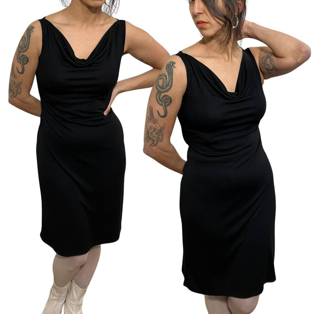 Vintage 1990's Little Black Cowl Dress